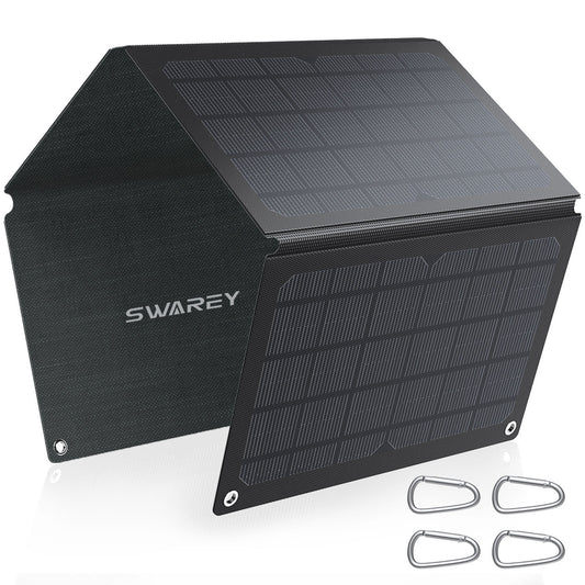 SWAREY Portable Solar Panel 30W ETFE Monocrystalline Foldable Solar Charger  USB QC 3.0 Waterproof Solar Panel Kit for Smartphone Tablet Camera Camping Travel