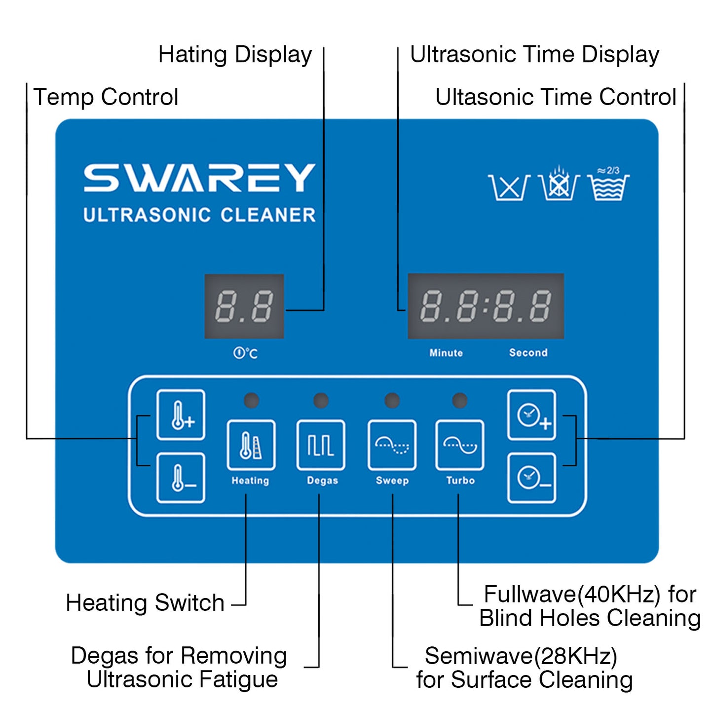 Swarey 2.5L Ultrasonic Cleaner Professional Ultrasound Clean Machine with Degas & Timer and Heater for Ring, Silver, Eyeglass, Watches, Jewelry, Coins, Industrial Accessory