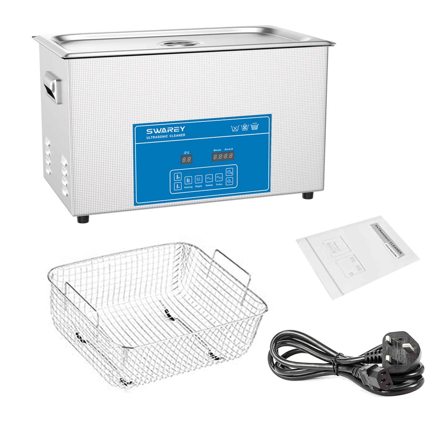 SWAREY Professional Ultrasonic Cleaner 30L Industrial Ultrasonic Cleaner with Digital Timer and Heater 600W 40KHz Lab Sonic Cleaner Ultrasonic for Jewelry Glasses Watches Tools Parts Metal Instrument