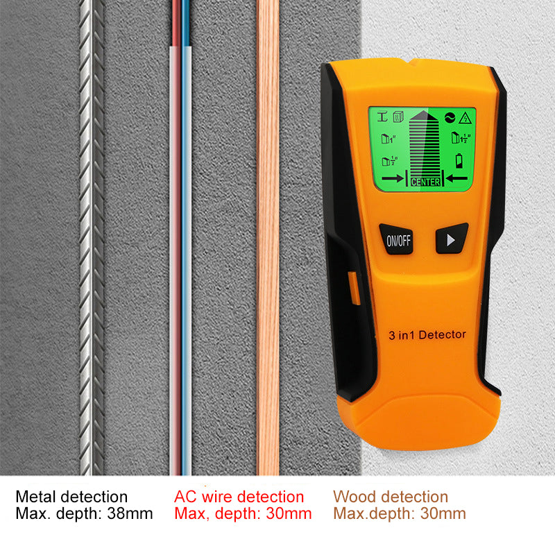 Swarey Electronic Stud Finder 3-in-1 Wall Detector Metal Wood AC Wire Scanner Automatic Calibration with LCD Display LED Indicators Beep Function Anti-skid